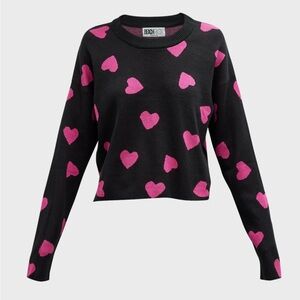 Beach Riot Tough Love Cropped Beach Sweater Heart Black and Pink size Medium